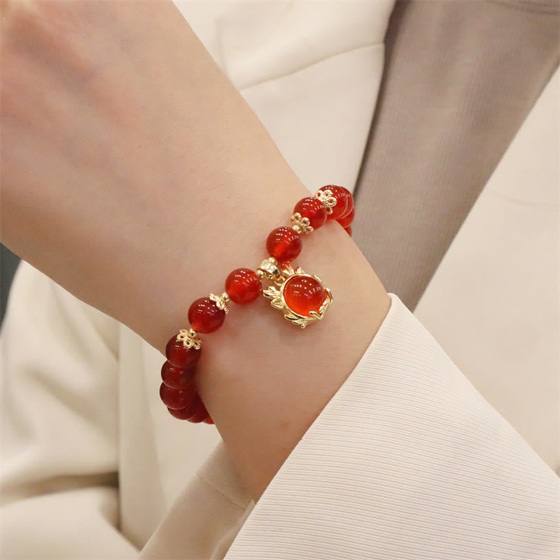 Stone of buddha Year of the Dragon Red Agate Jade Peace Buckle Fu Character Success Bracelet