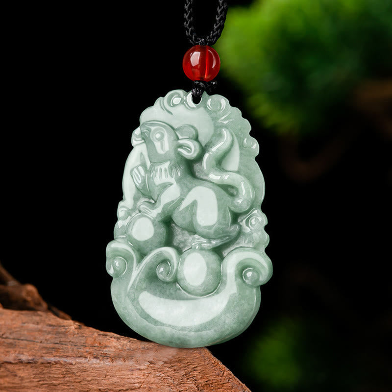Stone of buddha Natural Green Jade 12 Chinese Zodiac Luck Prosperity Necklace Pendant