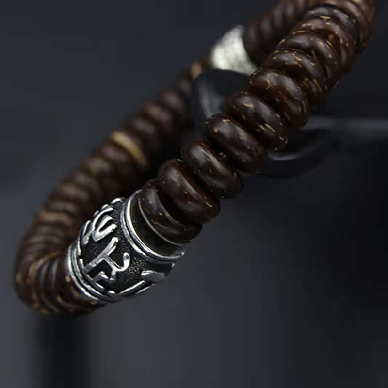 Stone of buddha Natural Tibetan Coconut Shell Om Mani Padme Hum Positive Bracelet
