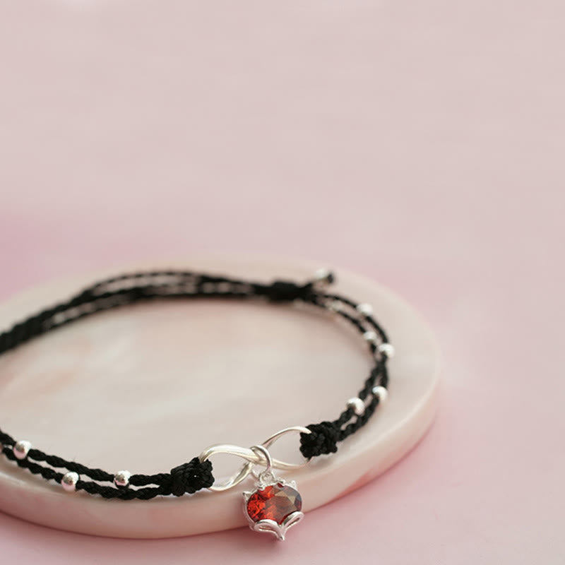 Stone of buddha Love Heart Infinity Symbol Braided String Anklet
