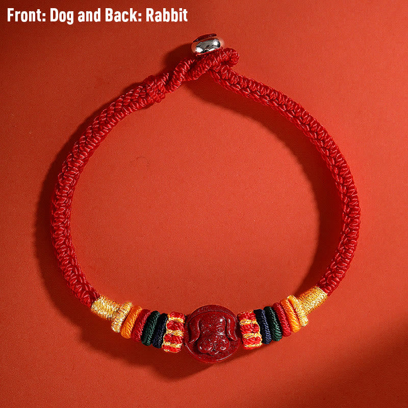 Stone of buddha Year of the Dragon 925 Sterling Silver Chinese Zodiac Cinnabar Auspicious Matches Blessing Bracelet