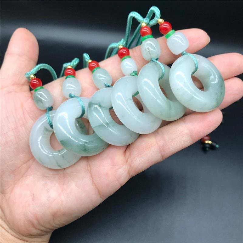 Stone of buddha Natural Jade Peace Buckle Prosperity Necklace Pendant