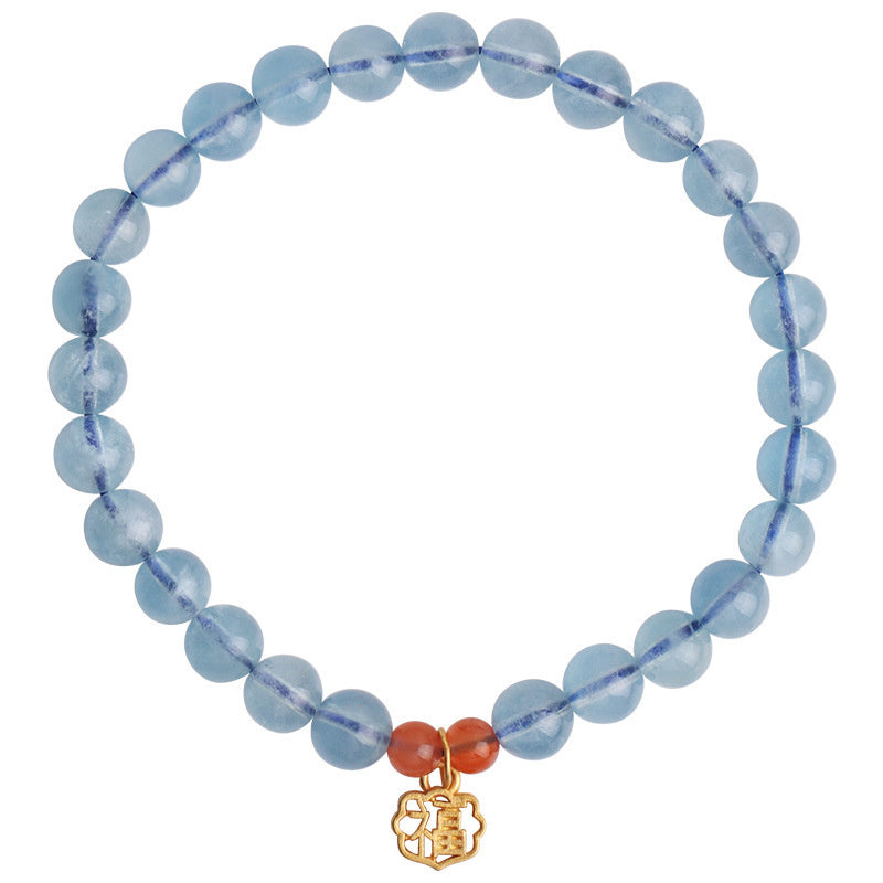Stone of buddha Natural Aquamarine Red Agate Healing Charm Bracelet