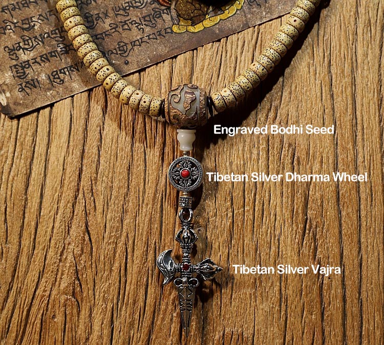 Stone of buddha Tibet 108 Mala Beads Bodhi Seed Cross Vajra Dharma Wheel PiXiu Wealth Bracelet