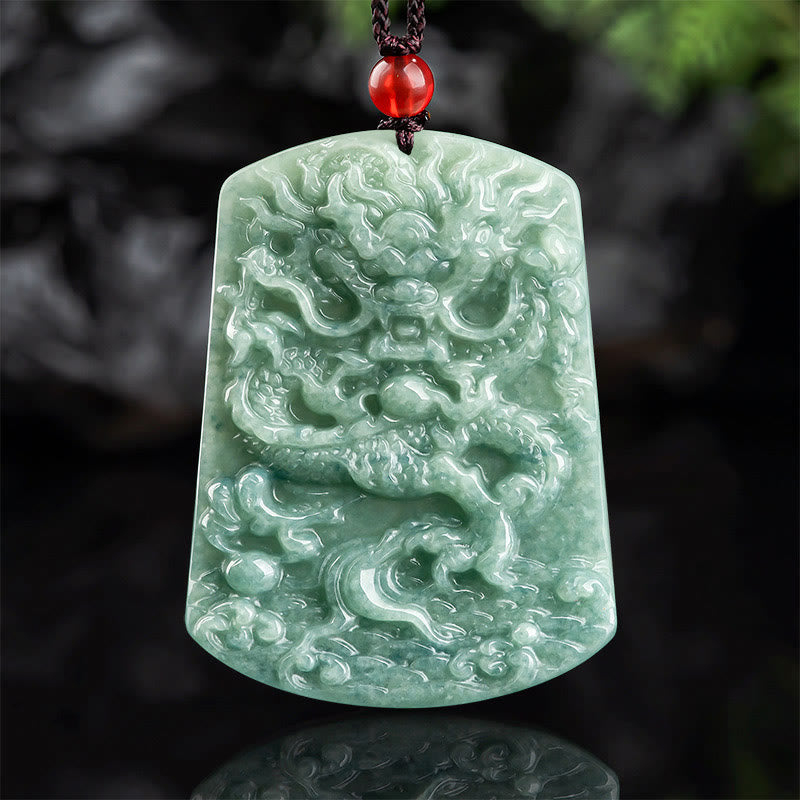 Stone of buddha Natural Jade Chinese Zodiac Dragon Sea Luck String Necklace Pendant