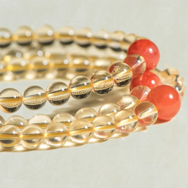 Stone of buddha 108 Mala Beads 925 Sterling Silver Natural Citrine Red Agate White Jade Prosperity Charm Bracelet