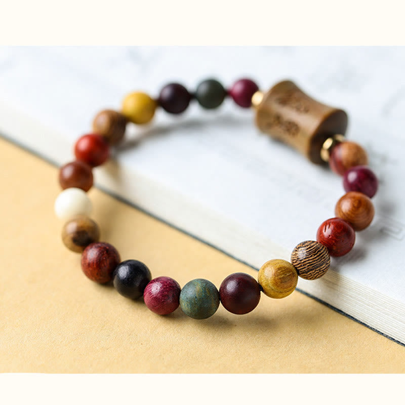 Stone of buddha Tibet Multicolored Sandalwood Om Mani Padme Hum Protection Bracelet