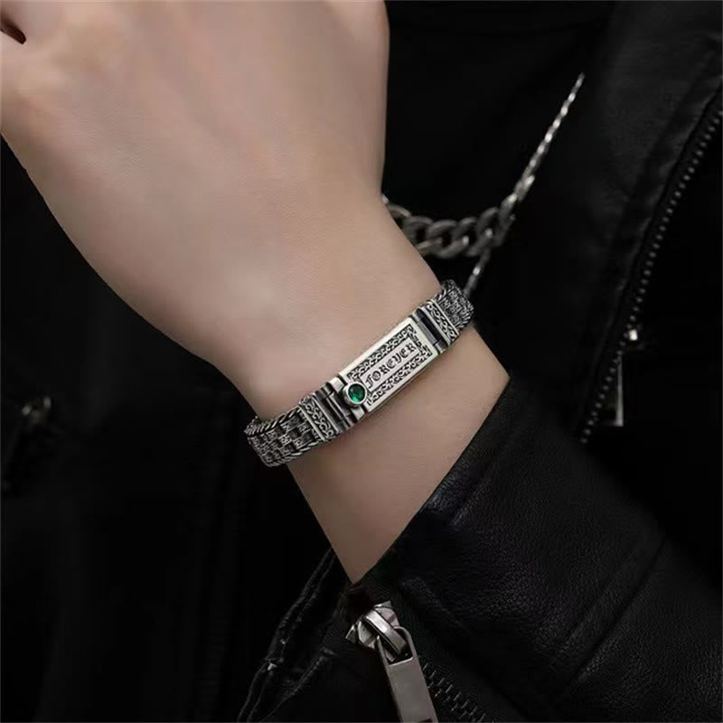 Stone of buddha Tibetan Om Mani Padme Hum Tang Dynasty Flower Design Copper Peace Chain Bracelet