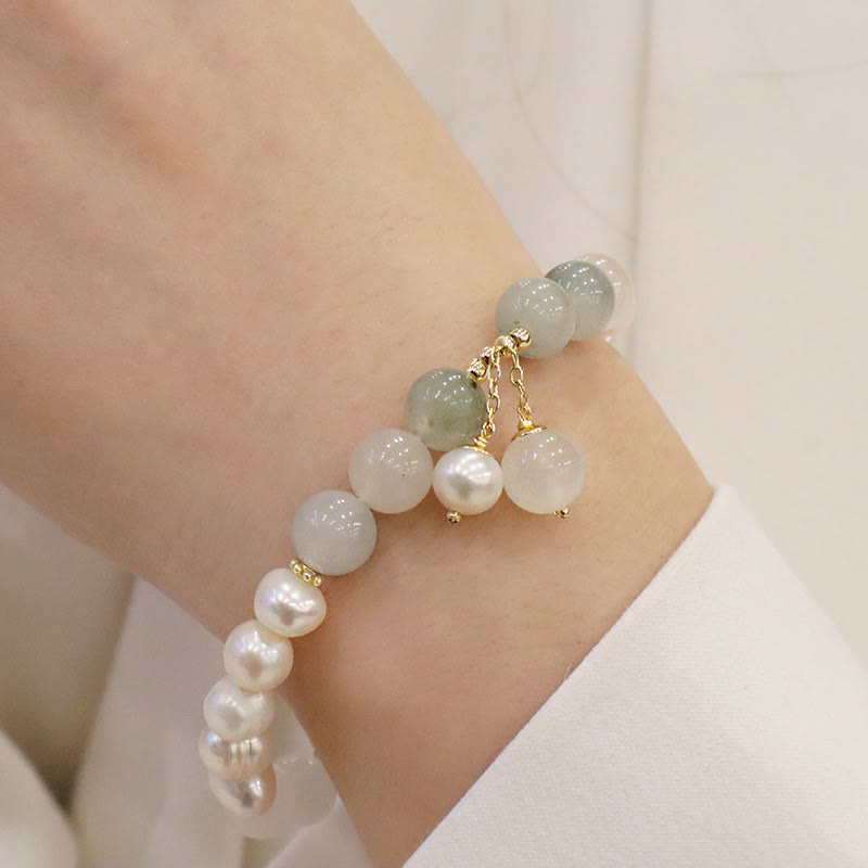 Stone of buddha Natural Pearl Jade Healing Sincerity Bracelet