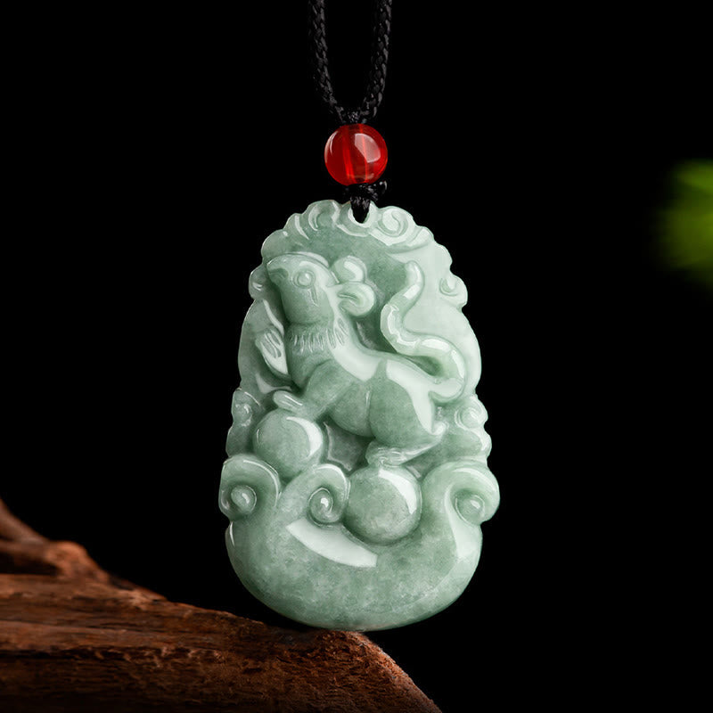 Stone of buddha Natural Green Jade 12 Chinese Zodiac Luck Prosperity Necklace Pendant