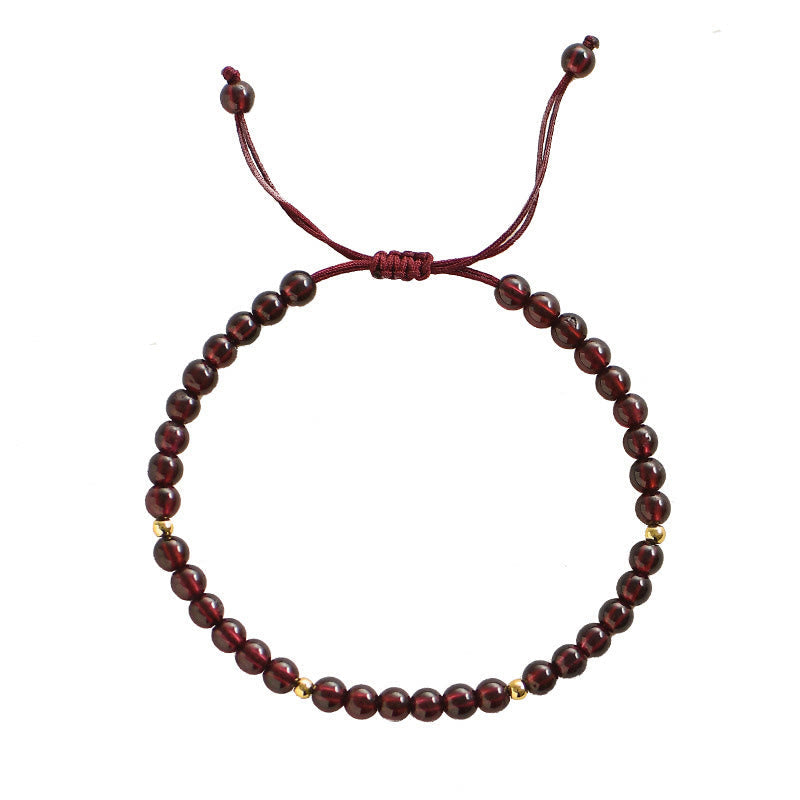 Stone of buddha Natural Garnet Golden Beads Stability Bracelet