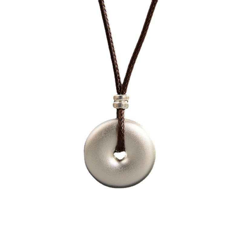 Stone of buddha 999 Sterling Silver Round Peace Buckle Protection Necklace Pendant