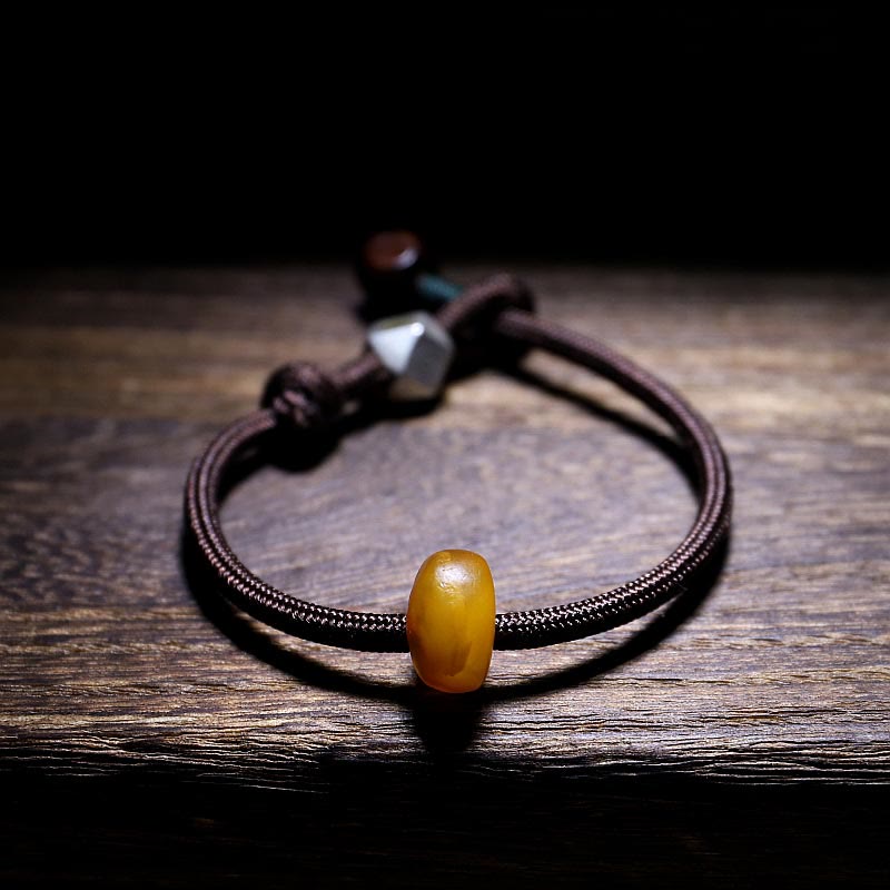 Stone of buddha 925 Sterling Silver Chinese Zodiac Natal Buddha Natural Amber Clear Anxiety Bracelet