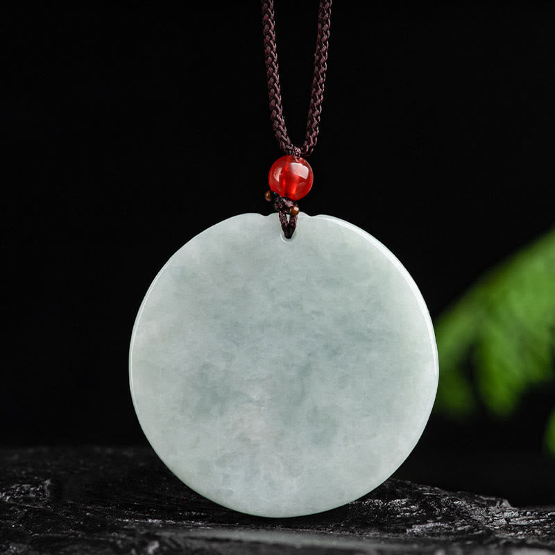 Stone of buddha Natural Jade Lotus Flower Carved Prosperity Necklace Pendant