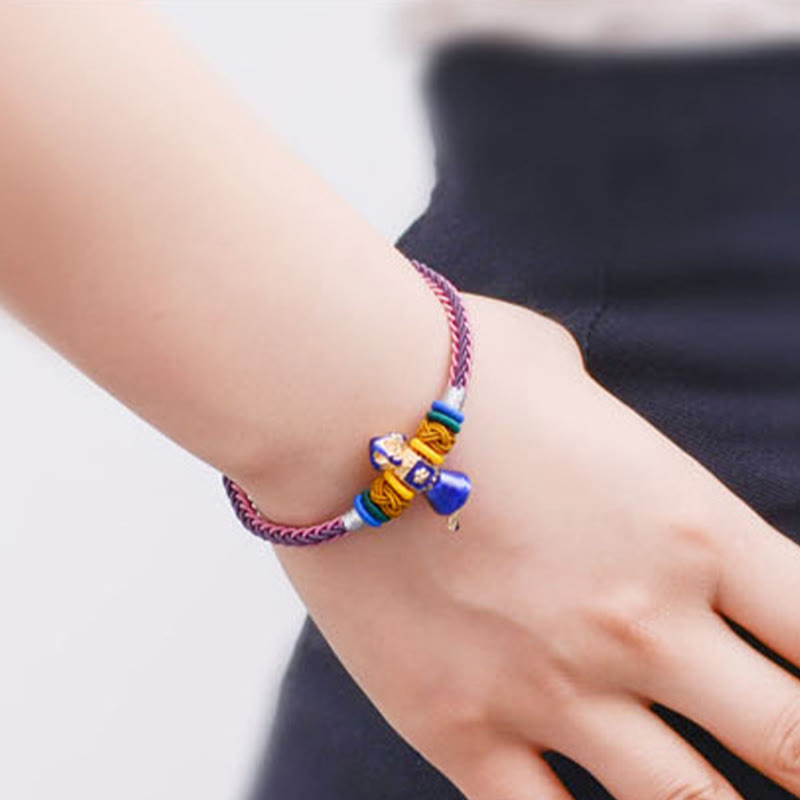Stone of buddha Tibetan Handmade Dorje Vajra Strength Eight Threads String Bracelet