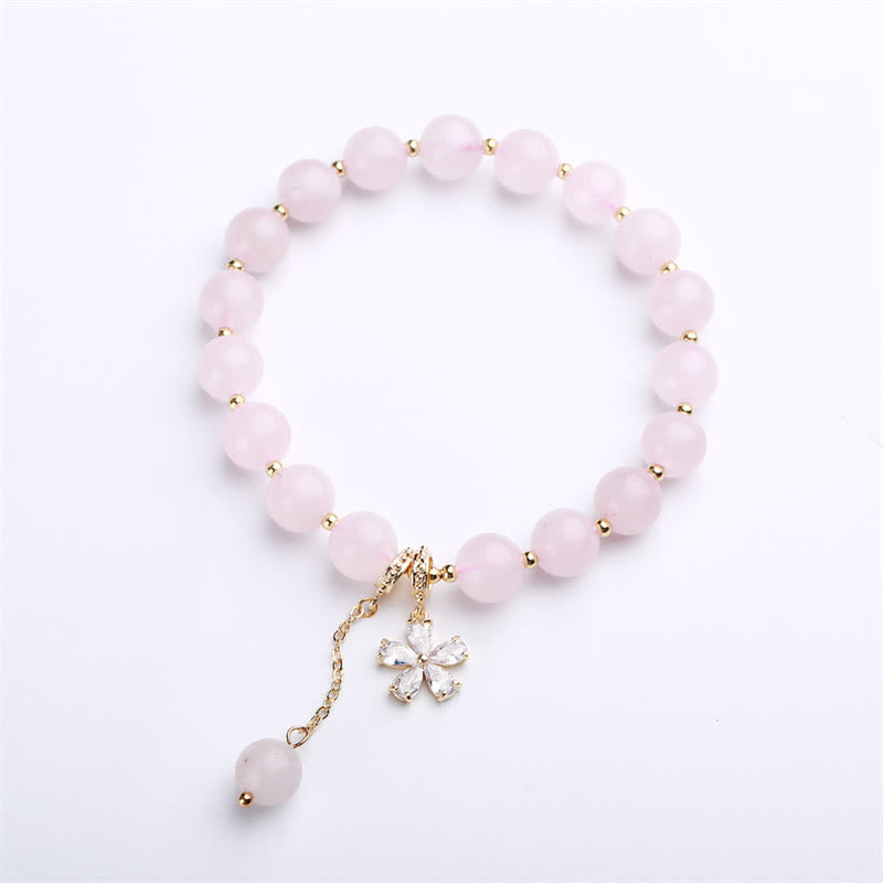 Stone of buddha Natural Pink Crystal Plum Blossom Love Bracelet