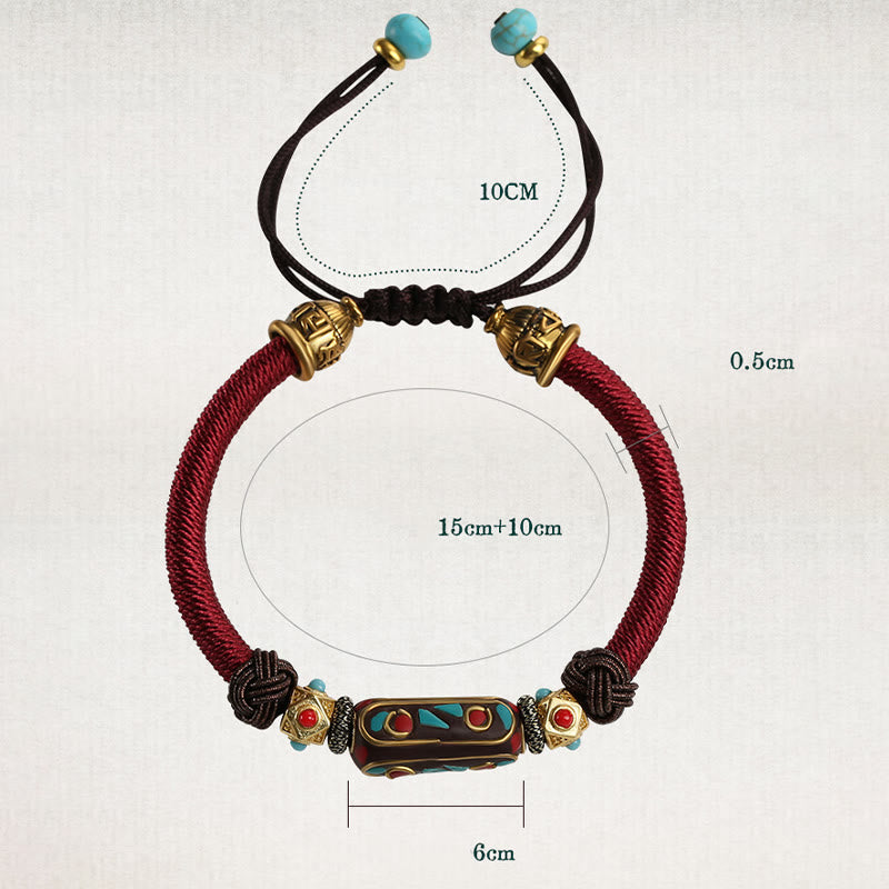 Stone of buddha Handmade Tibetan Turquoise Om Mani Padme Hum Strength Braided Bracelet