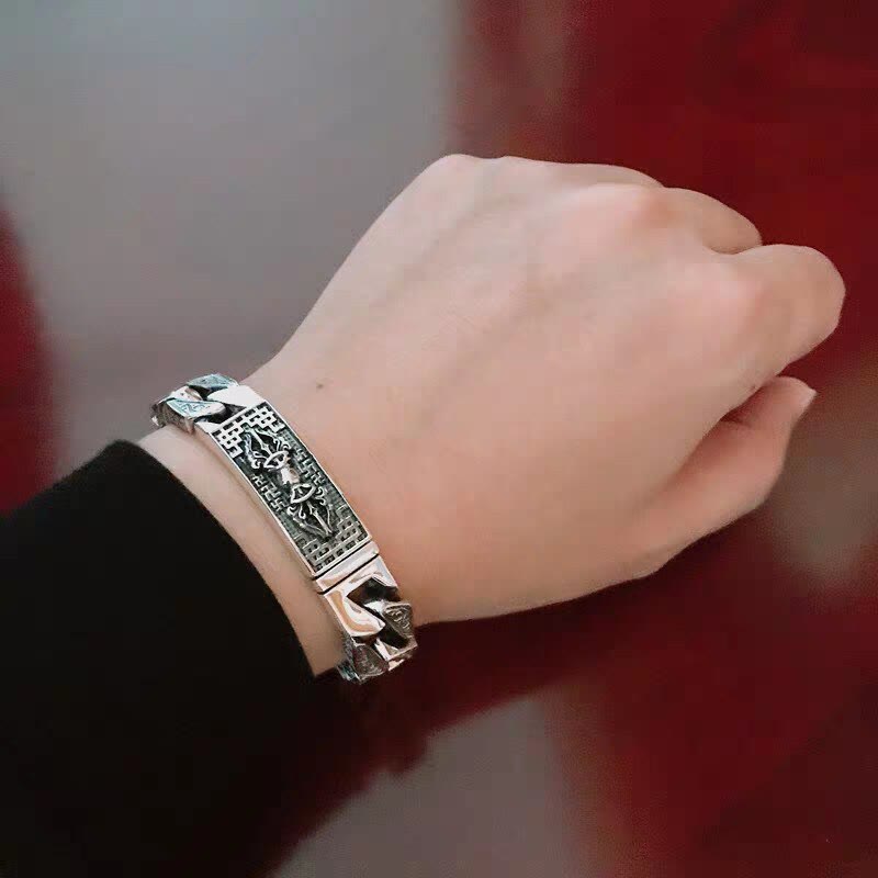 Stone of buddha Tibetan Om Mani Padme Hum Dorje Vajra Swastika Carved Purity Bracelet