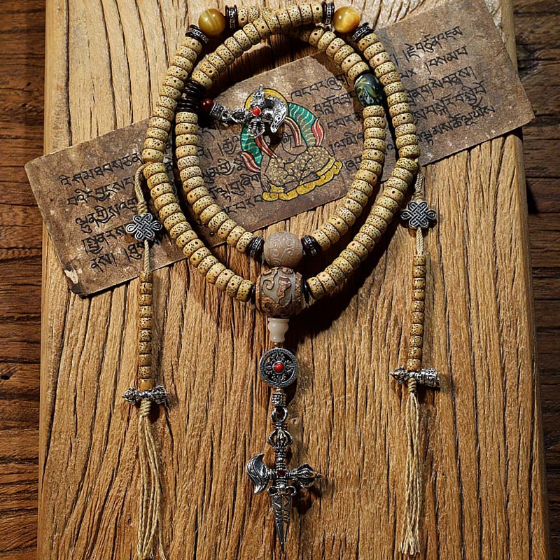 Stone of buddha Tibet 108 Mala Beads Bodhi Seed Cross Vajra Dharma Wheel PiXiu Wealth Bracelet