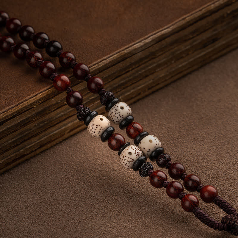 Stone of buddha Chinese Zodiac Natal Buddha Small Leaf Red Sandalwood Lotus Protection Necklace Pendant