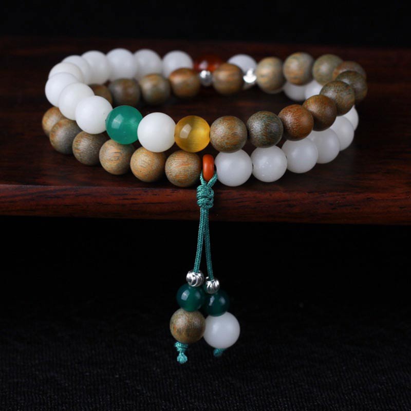 Stone of buddha Green Sandalwood Bodhi Seed Wake Up Luck Bracelet