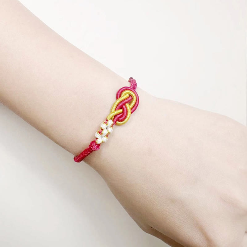 Stone of buddha Handcrafted Eight Thread Peace Knot Peach Blossom Knot Luck Connection Bracelet