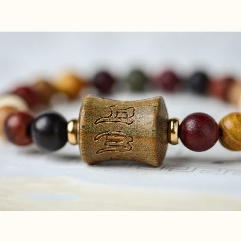 Stone of buddha Tibet Multicolored Sandalwood Om Mani Padme Hum Protection Bracelet