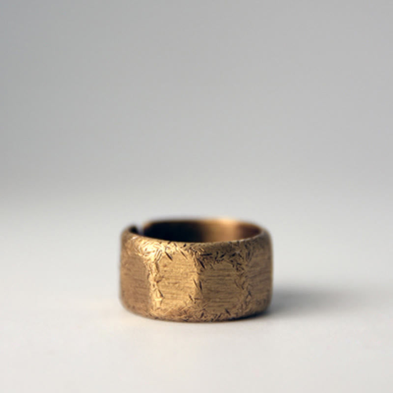 Stone of buddha Tibetan Simple Design Copper Brass Frosted Wealth Ring