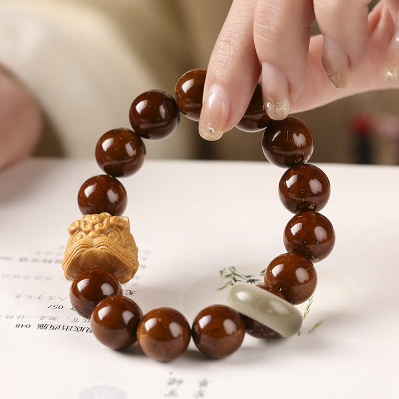 Stone of buddha Purple Bodhi Seed Dancing Lion Wisdom Bracelet