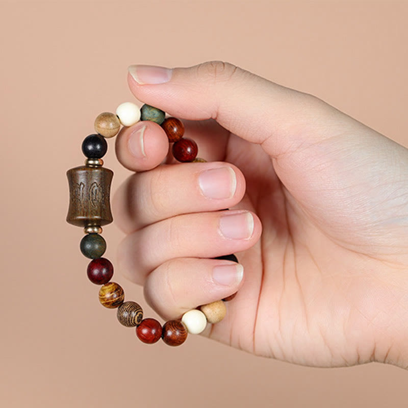 Stone of buddha Tibet Multicolored Sandalwood Om Mani Padme Hum Protection Bracelet
