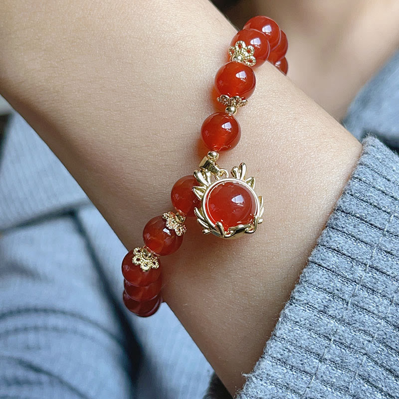 Stone of buddha Year of the Dragon Red Agate Jade Peace Buckle Fu Character Success Bracelet