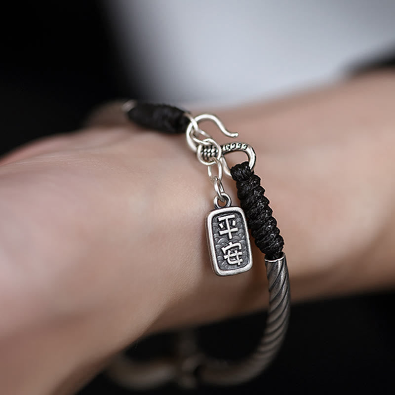 Stone of buddha 999 Sterling Silver Fu Character Peace Buckle Copper Coin Auspicious Clouds Fortune Bracelet