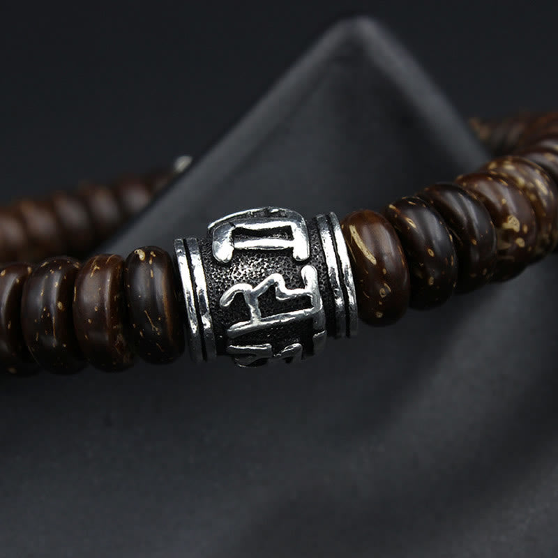 Stone of buddha Natural Tibetan Coconut Shell Om Mani Padme Hum Positive Bracelet