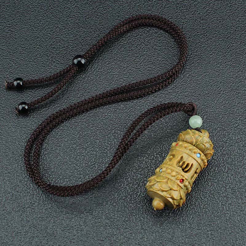 Stone of buddha Tibet Green Sandalwood Rosewood Om Mani Padme Hum Lotus Positive Soothing Necklace Pendant