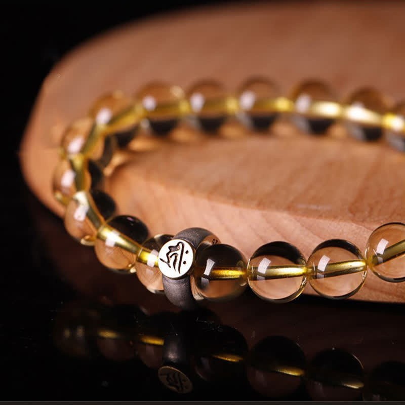 Stone of buddha 925 Sterling Silver Chinese Zodiac Natal Buddha Citrine Protection Bracelet