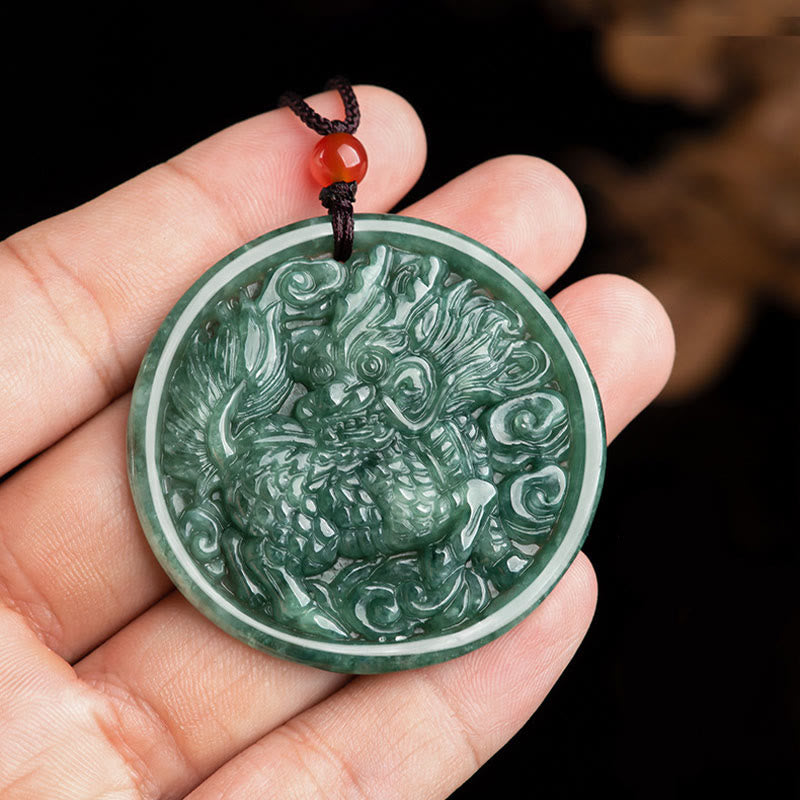 Stone of buddha Natural Jade Kirin Abundance String Necklace Pendant