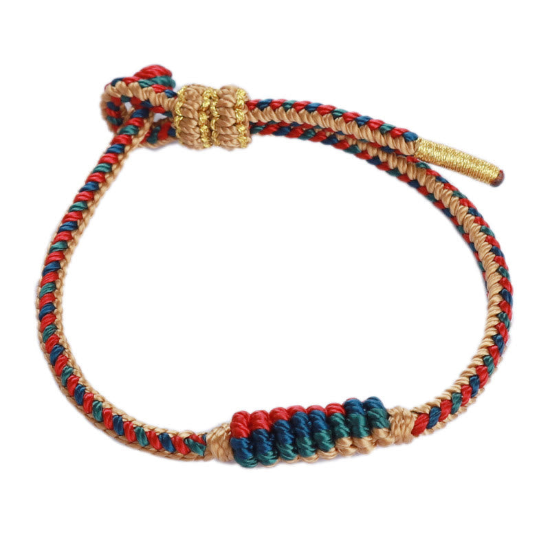 Stone of buddha Tibetan Handmade Eight Thread Peace Knot Prayer Wheel Braided Protection Bracelet