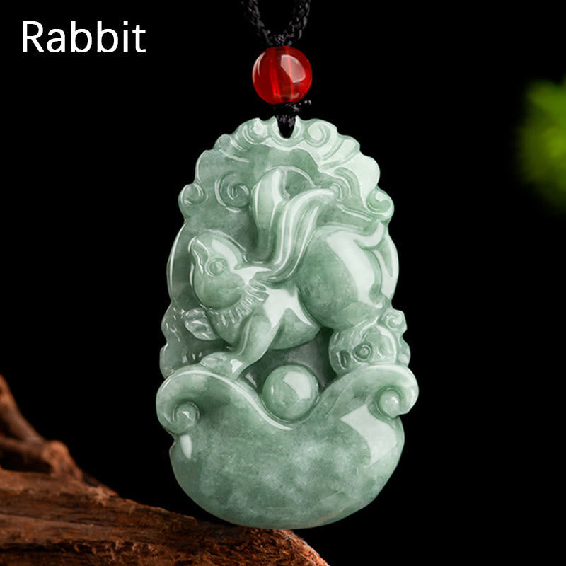 Stone of buddha Natural Green Jade 12 Chinese Zodiac Luck Prosperity Necklace Pendant