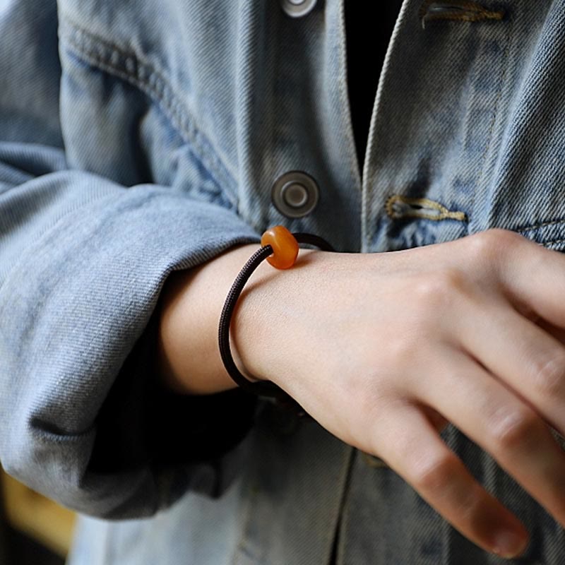 Stone of buddha 925 Sterling Silver Chinese Zodiac Natal Buddha Natural Amber Clear Anxiety Bracelet