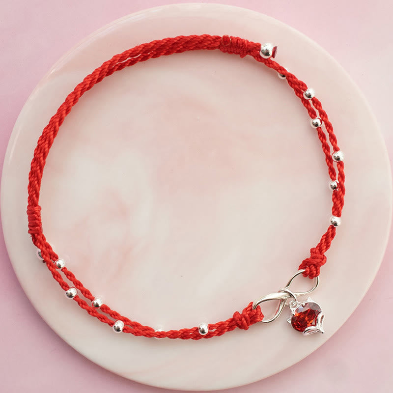 Stone of buddha Love Heart Infinity Symbol Braided String Anklet