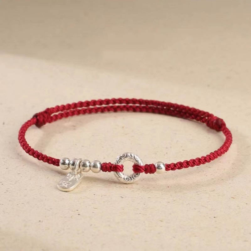 Stone of buddha 925 Sterling Silver Auspicious Clouds Peace Buckle Safe And Sound Bracelet Anklet