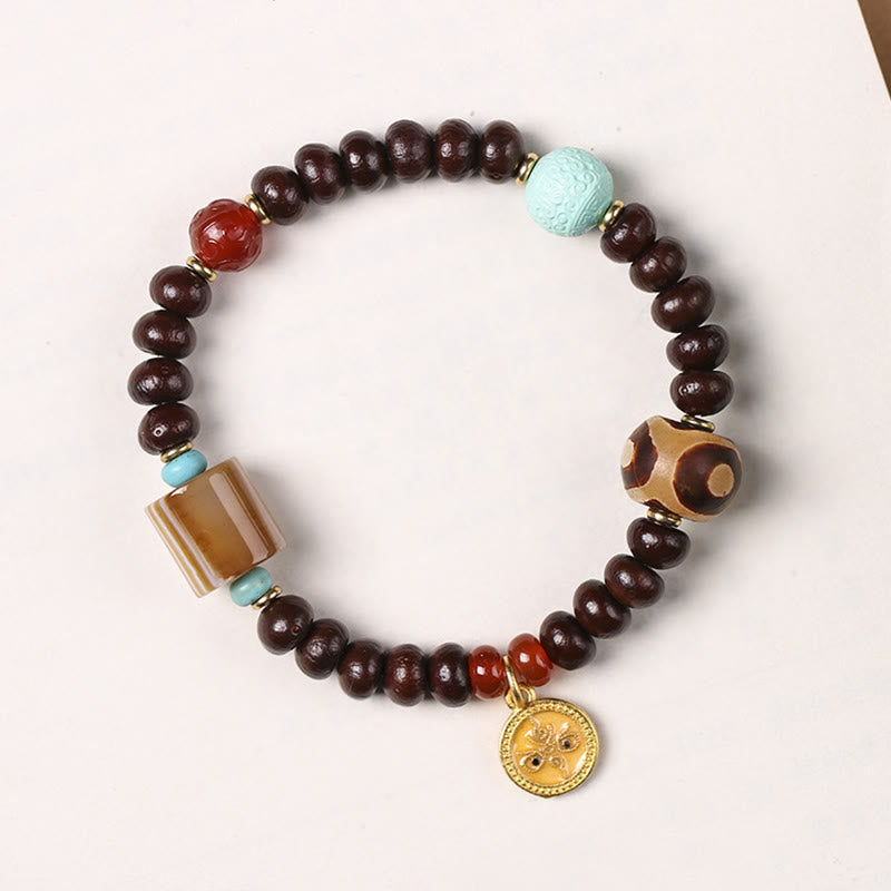 Stone of buddha Natural Tibet Purple Bodhi Seed Dzi Bead God of Wealth Wisdom Bracelet