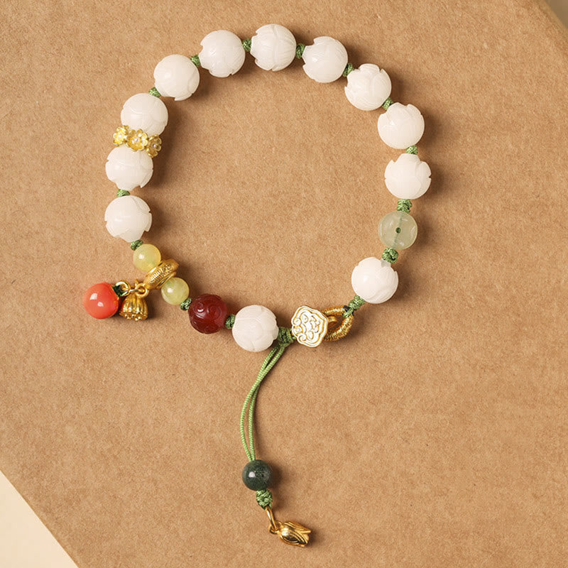 Stone of buddha Natural Bodhi Seed Lotus Pumpkin Bead Peace Harmony Bracelet