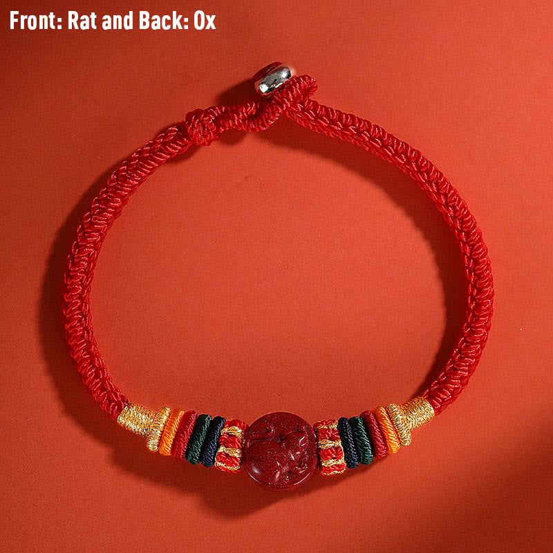 Stone of buddha Year of the Dragon 925 Sterling Silver Chinese Zodiac Cinnabar Auspicious Matches Blessing Bracelet