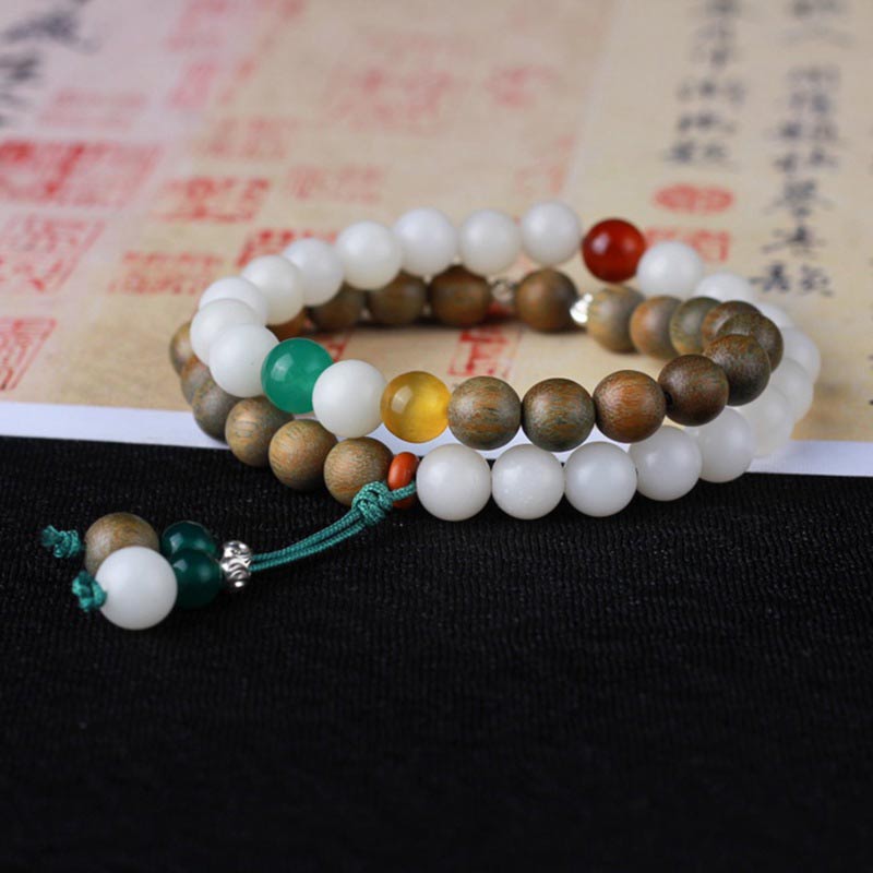 Stone of buddha Green Sandalwood Bodhi Seed Wake Up Luck Bracelet