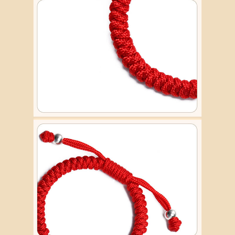 Stone of buddha 925 Sterling Silver Chinese Lock Charm Multicolored Red String Protection Handmade Braided Kids Bracelet
