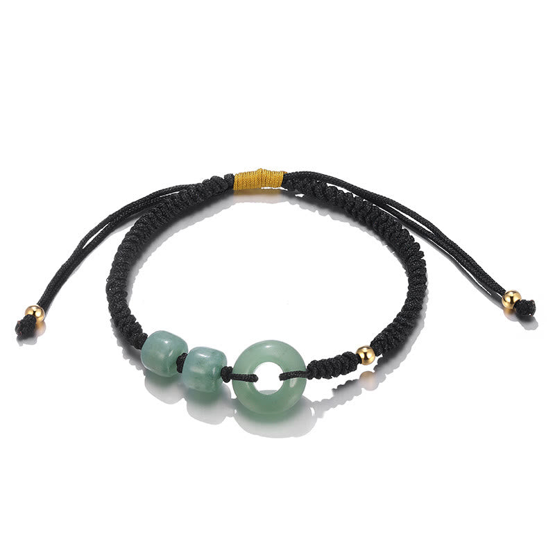 Stone of buddha 2Pcs Green Aventurine White Jade Peace Buckle Luck Braided Couple Bracelet