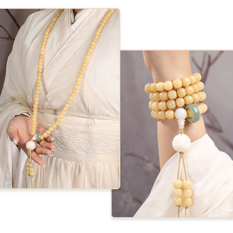Stone of buddha Natural Bodhi Seed Lotus Dzi Bead Peace Harmony Charm Bracelet