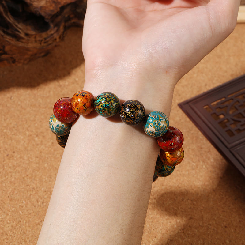 Stone of buddha Natural Multicolored Lacquer Beads Calm Bracelet