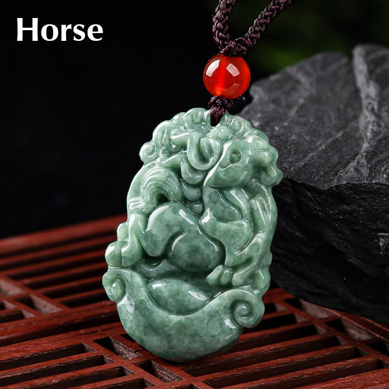 Stone of buddha Natural Jade 12 Chinese Zodiac Prosperity Necklace Pendant